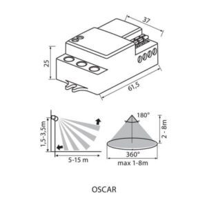 Микровълнов сензор за движение OSCAR MW18-IN-W IP20 230V VIV003891