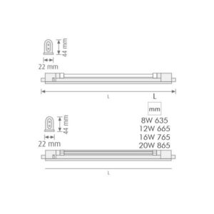 Vito 2300210 Линейно осветително тяло NEVA-B 16WWHITE T4 6500K IP20 16W G5 220V