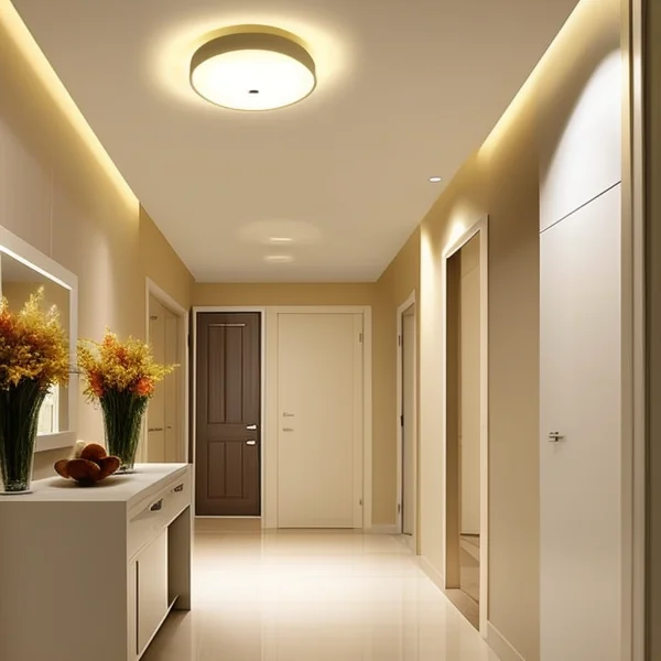 Дизайн и стил с осветление за модерен коридор