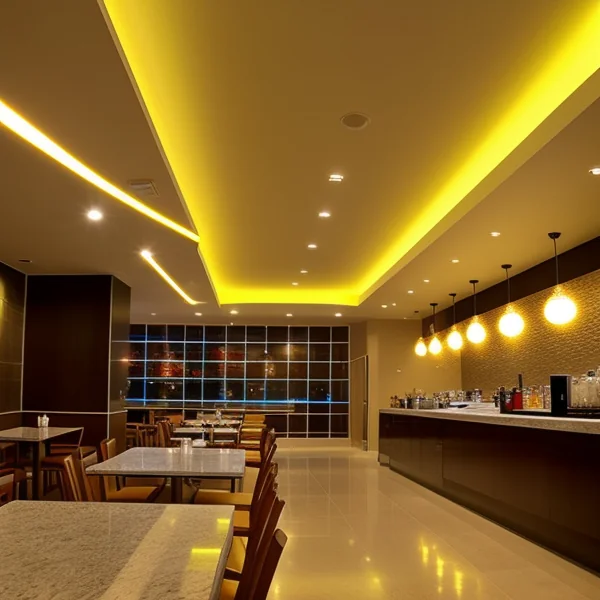 Цветна динамика и ефекти с LED осветление в ресторантски пространства