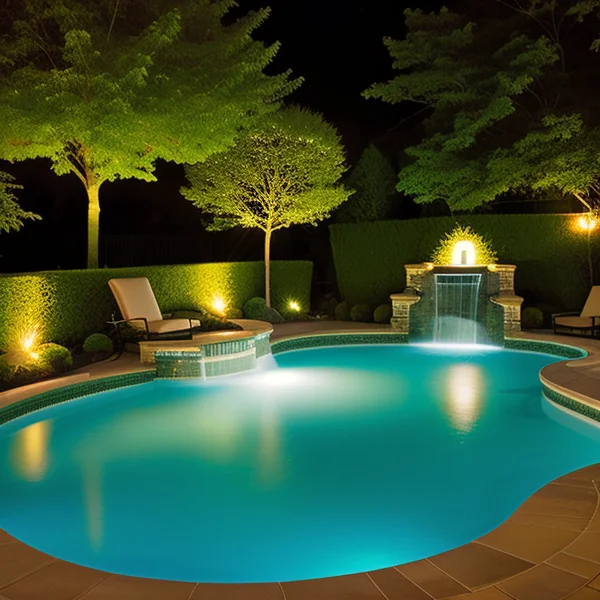 LED осветление за подсветка на водни елементи в хотелски садове и басейни