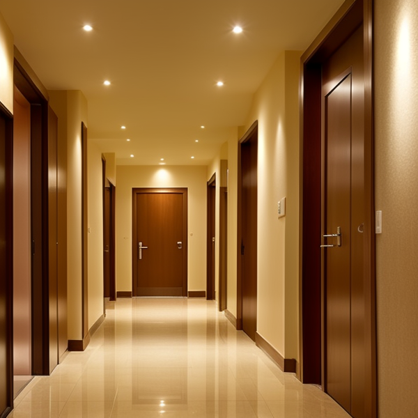 Сензорни LED светлини за автоматично осветление в хотелските коридори