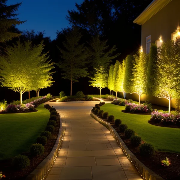LED осветление за подчертаване на градинските структури и архитектура