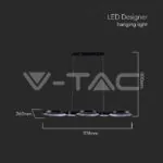 V-TAC VT-10044 LED Осветител 38W Висящ (95*100CM) Черен 3000K