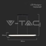 V-TAC VT-10046 24W LED Висяща Лампа (80*100CM) 3000K Черно Тяло
