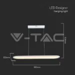 V-TAC VT-10047 24W LED Висяща Лампа (80*100CM) 4000K Бяло Тяло