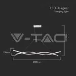 V-TAC VT-10050 LED Осветител 30W Висящ (120*100CM) 3000K Бяло Тяло