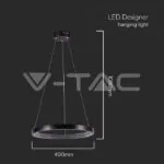 V-TAC VT-10052 19W LED Висящ Осветител Акрил Кристал Черен 3000K