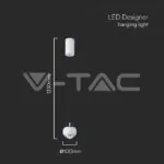 V-TAC VT-10080 9W LED Висяща Лампа (10*10*100см) Бяло 3000K