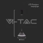V-TAC VT-10082 9W LED Висяща Лампа (19.5*17.5*100CM) Черно 3000K