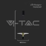 V-TAC VT-10086 9W LED Висяща Лампа (30*320*100CM) Черно+Златно Тяло 4000K