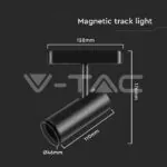 V-TAC VT-10252 10W LED Магнитен Осветител Прожектор 3000K Черно Тяло