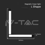 V-TAC VT-10268 25W LED Магнитен Осветител L Форма 6400K Черно Тяло