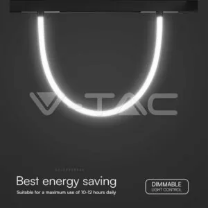 V-TAC VT-10275 12W LED Smart Магнитен Релсов Усветител Гъвкав 1M CCT: 3IN1 Димиращ Черно Тяло