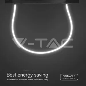 V-TAC VT-10276 24W LED Smart Магнитен Релсов Усветител Гъвкав 2M CCT: 3IN1 Димиращ Черно Тяло