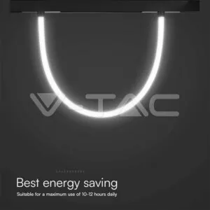 V-TAC VT-10278 12W LED Магнитен Релсов Усветител Гъвкав 1M CCT: 4000K Димиращ Черно Тяло