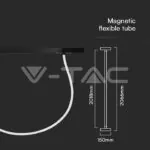 V-TAC VT-10280 24W LED Магнитен Релсов Усветител Гъвкав 2M CCT: 4000K Димиращ Черно Тяло