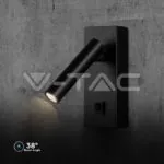 V-TAC VT-10286 2W LED Стенен Аплик Хотел Квадрат 3000K Черно Тяло