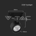 V-TAC VT-10371 30W LED Прожектор Релсов Монтаж Черно Тяло 3в1