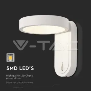 V-TAC VT-10447 5W Стенна Лампа 3000K+4000K Бяло Тяло IP20