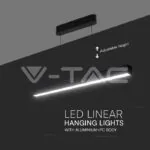 V-TAC VT-10468 40W LED Linear Hanging Suspension Light : Up & Down System 3IN1 Black Body