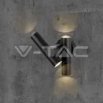 V-TAC VT-23049 2x2.6W Стенен Спот Черен 4000К IP44