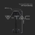 V-TAC VT-10568 2W LED Настолна Лампа (D100*230) 3 в 1 Черно Тяло