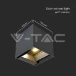 V-TAC VT-11884 9W COB LED Соларна Стенна Батерия 1x2600mAh 16ч. 3000K Черно Тяло IP65