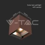 V-TAC VT-11889 9W COB LED Соларна Стенна Батерия 1x2600mAh 16ч. 4000K Corten Тяло IP65