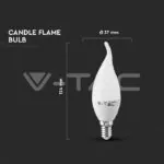 V-TAC VT-117 LED Крушка SAMSUNG Чип 5.5W E14 Пластик Кендъл Пламък 3000K