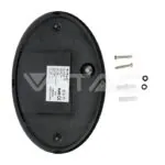 V-TAC VT-1350 12W LED Овално Тяло Външен Монтаж Черно Тяло IP54 Топло Бяла Светлина
