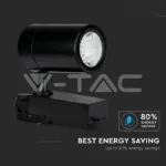V-TAC VT-1287 35W LED Прожектор Релсов Монтаж Черно Тяло Бяла Светлина