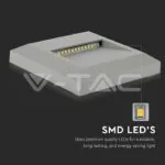 V-TAC VT-1325 2W LED   за Стъпала Сиво Тяло Квадрат Топло Бяла Светлина
