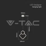 V-TAC VT-15000 LED Осветител 12W Висящ Геометрик 280 x 1800мм Бял 3000К