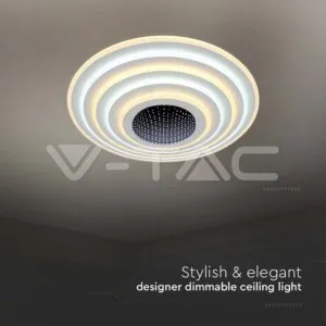 V-TAC VT-15359 125W LED Осветител За Таван (D50*7CM) CCT: 3000K+6000K Димираща + Дистанционно