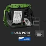 V-TAC VT-504 20W LED Прожектор SAMSUNG Чип Презаредим USB + SOS Функция IP44 6400K