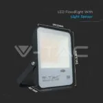 V-TAC VT-20172 50W LED Прожектор Със Светлинен Сензор SAMSUNG Чип Черно Тяло 3000K 100 lm/W