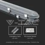 V-TAC VT-20218 LED Влагозащитено Тяло M-Серия 1200мм 36W 6400K Прозрачно Стоманен Клип 120lm/W