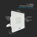 V-TAC VT-20278 50W LED Прожектор PIR Сензор SAMSUNG Чип Бяло Тяло 4000K
