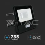 V-TAC VT-20282 10W LED Прожектор PIR Сензор SAMSUNG Чип Черно Тяло 6400K 1М Кабел