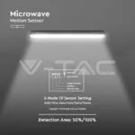 V-TAC VT-20471 LED Влагозащитени Тяло SAMSUNG Чип 150см 48W Сензор + Стоманен Клип 6400К