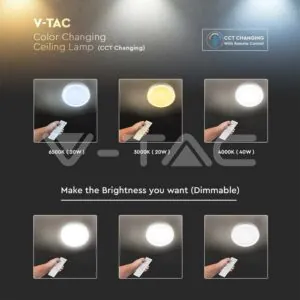 V-TAC VT-2114761 20W-40W-20W LED Дизайнерски Плафон Дистанционно Сменяем Сп. Борд