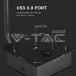 V-TAC VT-211487 3W LED Стенна Лампа Спалня Ключ USB Черна 3000К