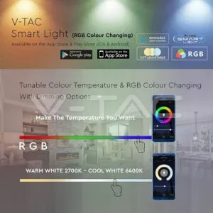 V-TAC VT-212756 LED Крушка - 4.8W E14 P45 Дистанционно RGB + 3000K + 6500 Amazon Alexa и Google Home Съвместимост