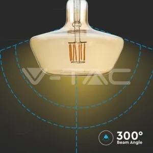 V-TAC VT-212790 LED Крушка 8W Filament E27 T180 Амбър 1800K