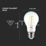 V-TAC VT-212815 LED Крушка 8W Filament E27 A60 Димираща 3000К
