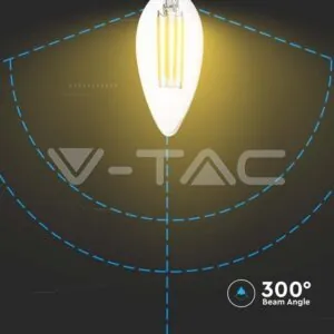 V-TAC VT-212850 LED Крушка 6W Filament E14 Кендъл 6000К 130lm/W