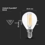 V-TAC VT-214300 LED Крушка 4W Filament E14 P45 3000K