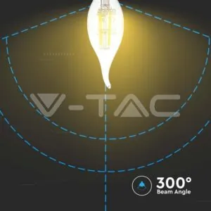 V-TAC VT-214302 LED Крушка 4W Filament E14 Кендъл Пламък 3000K