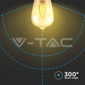 V-TAC VT-214361 LED Крушка 4W Filament E27 ST65 Амбър 3000K